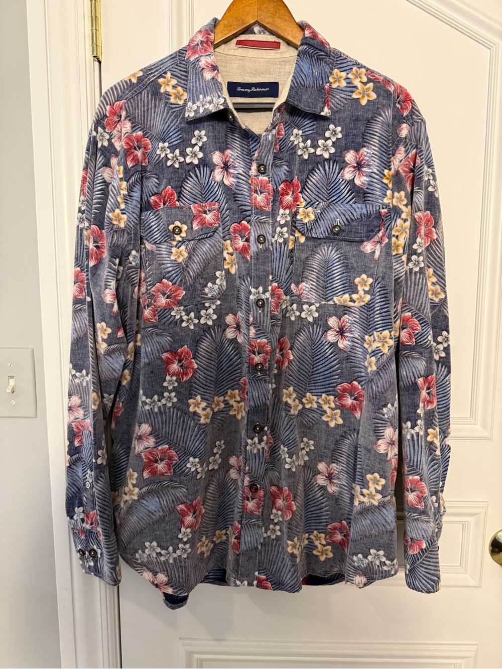 LIKE NEW Tommy Bahama Reversible Tropical Floral Shirt L 100% Cotton